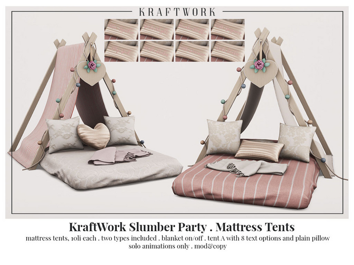 Second Life Marketplace KraftWork Slumber Party . Mattress Tents (Add Me)